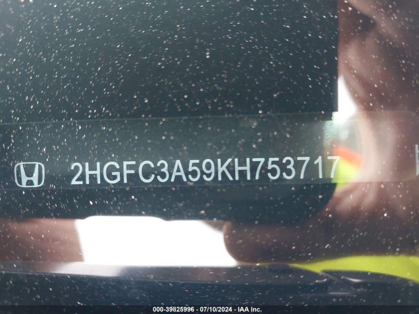2019 Honda Civic Si VIN: 2HGFC3A59KH753717 Lot: 39825996