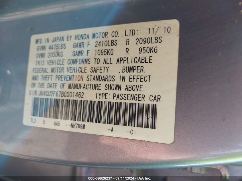 JH4CU2F67BC001462 2011 Acura Tsx 2.4