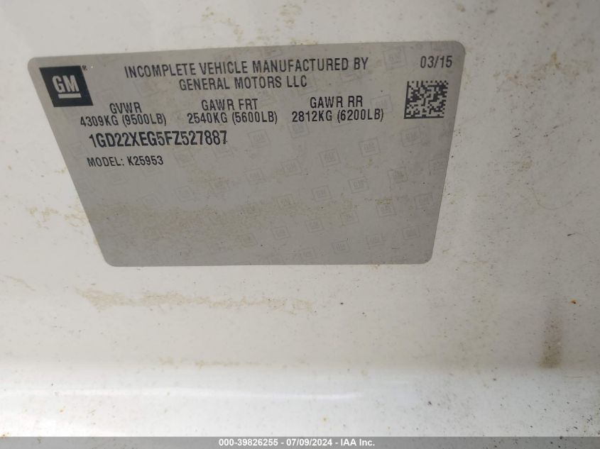 2015 GMC Sierra 2500Hd VIN: 1GD22XEG5FZ527887 Lot: 39826255