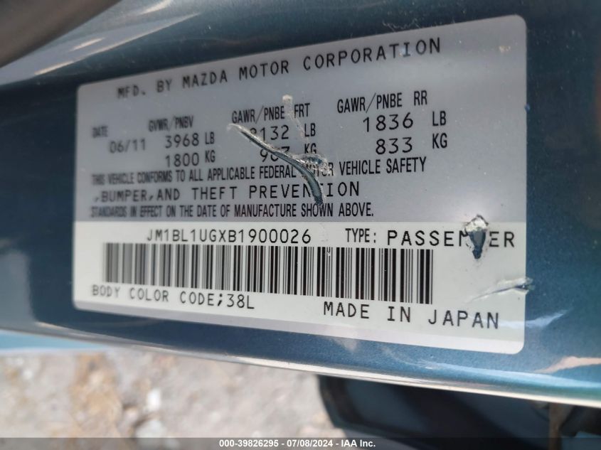 2011 Mazda Mazda3 I Sport VIN: JM1BL1UGXB1900026 Lot: 39826295