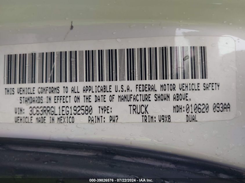 2014 Ram 3500 Tradesman VIN: 3C63RRGL1EG192580 Lot: 39826576