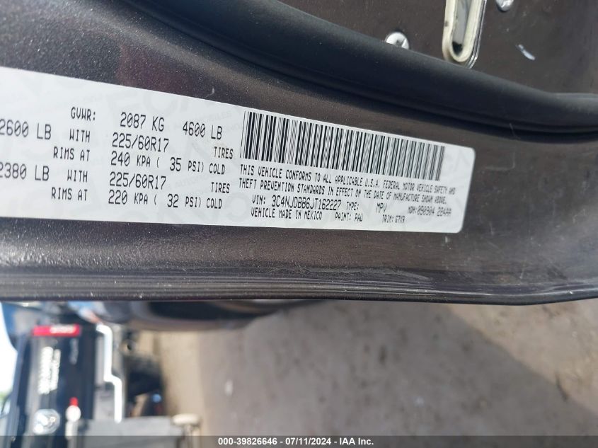 2018 Jeep Compass Latitude 4X4 VIN: 3C4NJDBB6JT162227 Lot: 39826646