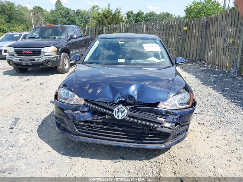 2016 Volkswagen Golf Tsi S 4-Door VIN: 3VW217AU8GM035325 Lot: 39826947