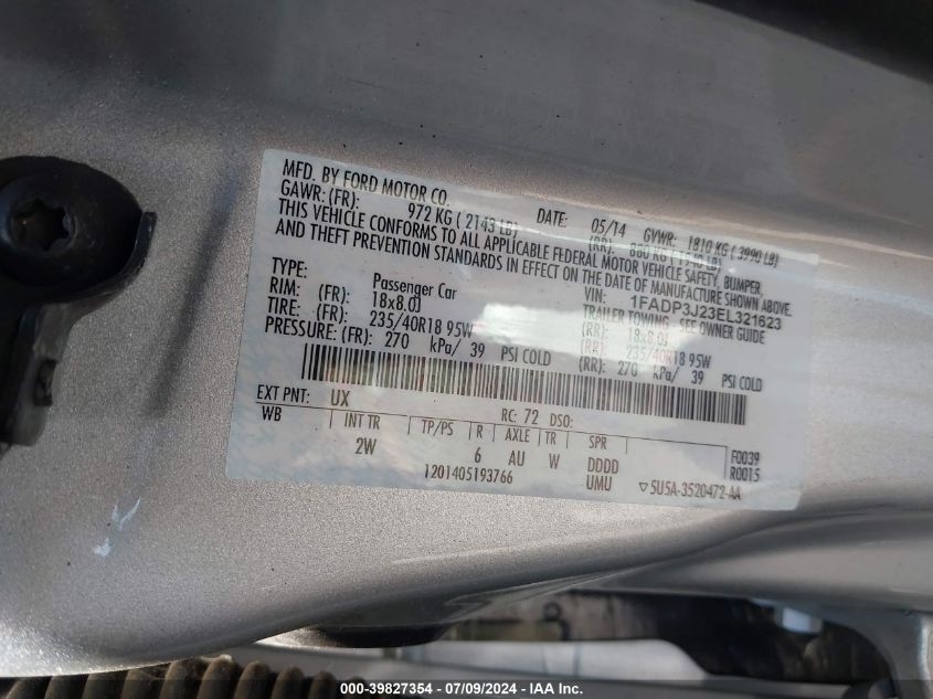 1FADP3J23EL321623 2014 Ford Focus Titanium