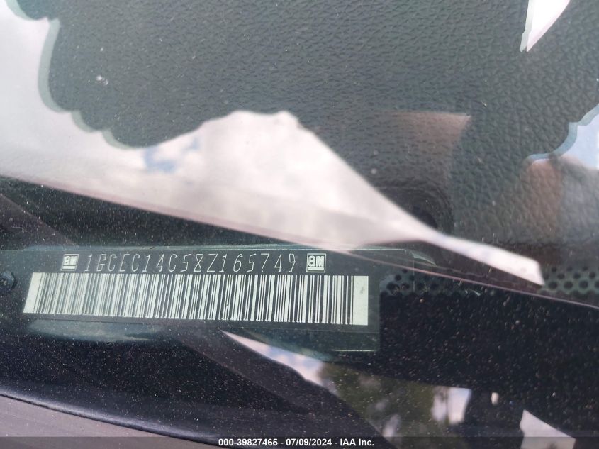 2008 Chevrolet Silverado C1500 VIN: 1GCEC14C58Z165749 Lot: 39827465
