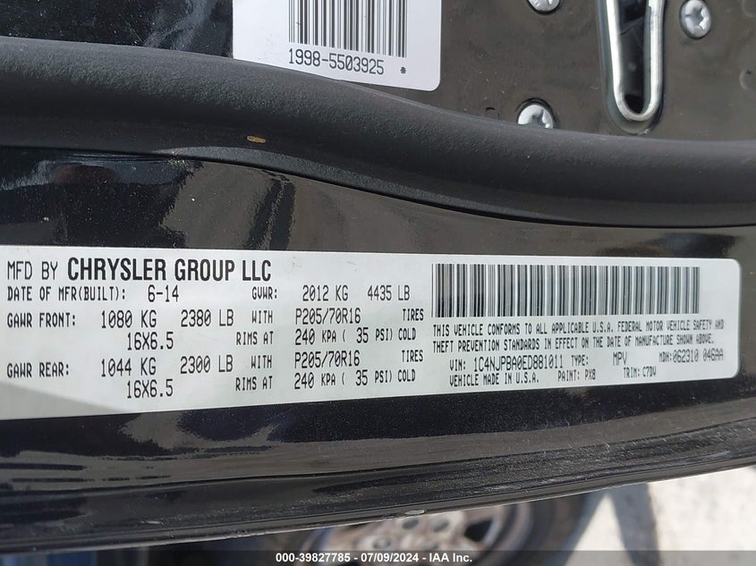 2014 JEEP PATRIOT SPORT - 1C4NJPBA0ED881011