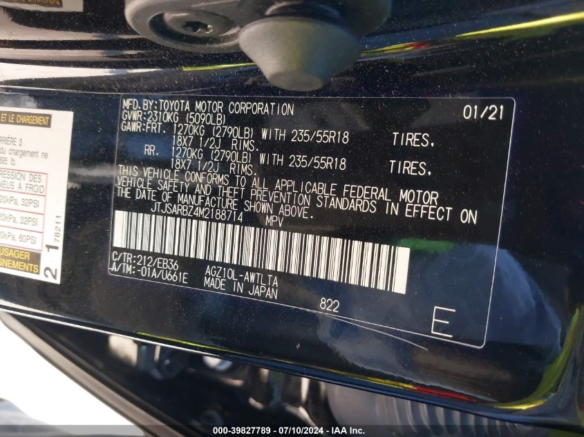 2021 Lexus Nx 300 F Sport VIN: JTJSARBZ4M2188714 Lot: 39827789