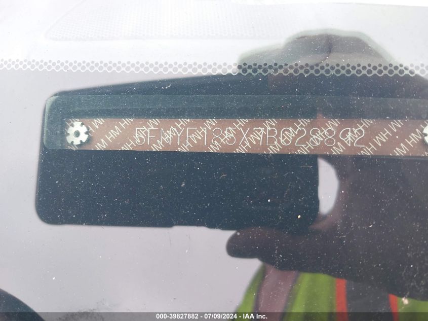 2007 Honda Pilot Ex-L VIN: 5FNYF185X7B028892 Lot: 39827882