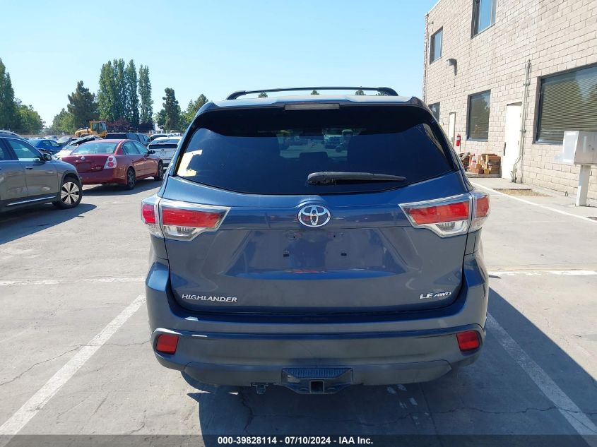 2015 Toyota Highlander Le V6 VIN: 5TDBKRFH9FS204211 Lot: 39828114