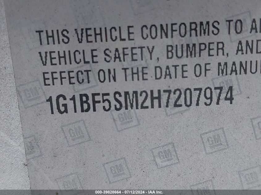 2017 Chevrolet Cruze Premier Auto VIN: 1G1BF5SM2H7207974 Lot: 39828664