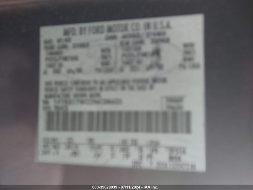 2002 Ford F-150 Lariat/Xl/Xlt VIN: 1FTRX17W22NC08423 Lot: 39828939