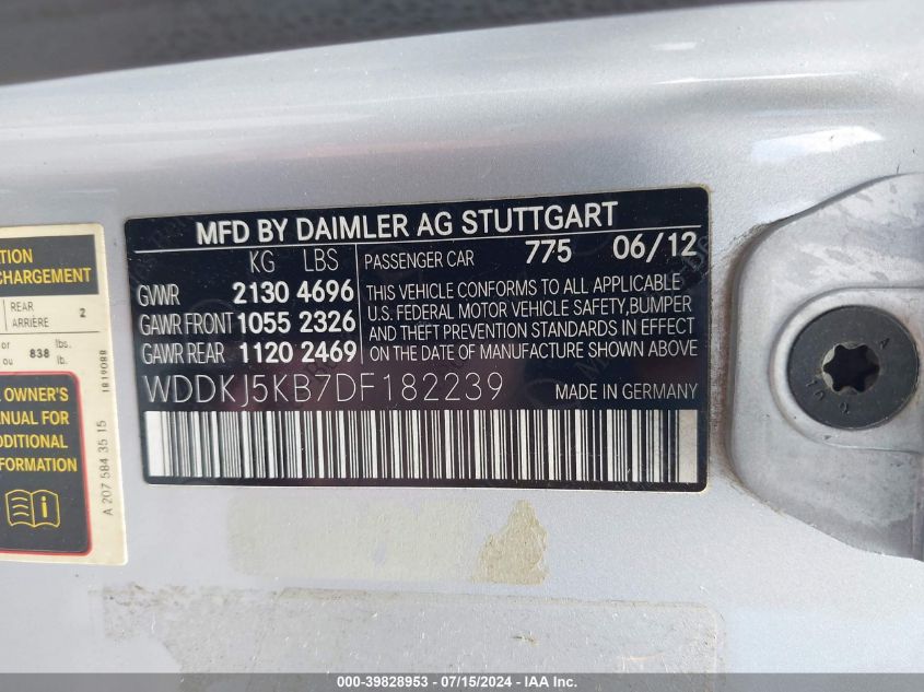 WDDKJ5KB7DF182239 2013 Mercedes-Benz E 350