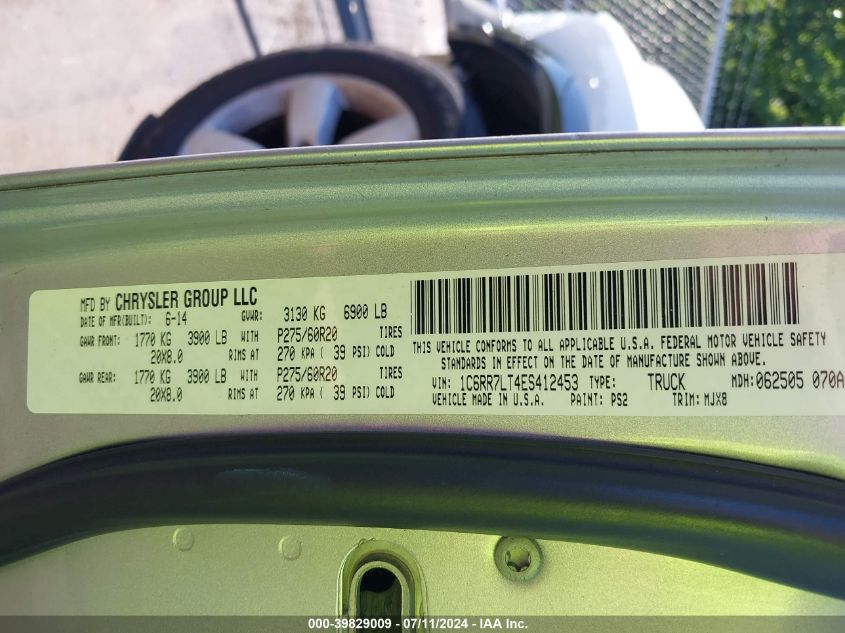 2014 Ram 1500 Outdoorsman VIN: 1C6RR7LT4ES412453 Lot: 39829009