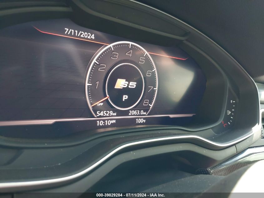 2018 Audi S5 3.0T Premium Plus VIN: WAUB4CF56JA119374 Lot: 39829284