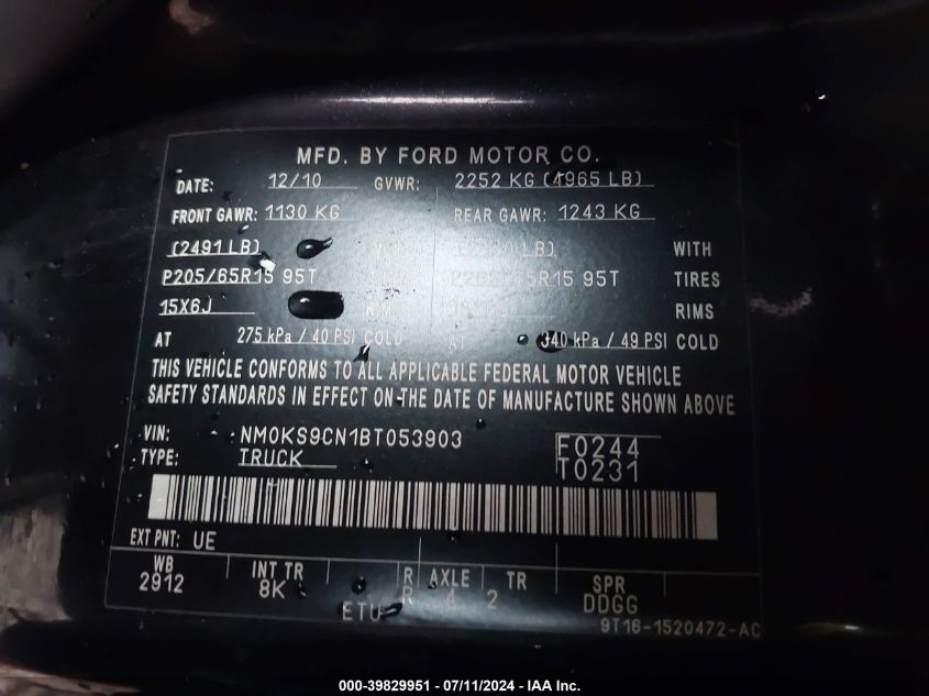 NM0KS9CN1BT053903 2011 Ford Transit Connect Xlt Premium