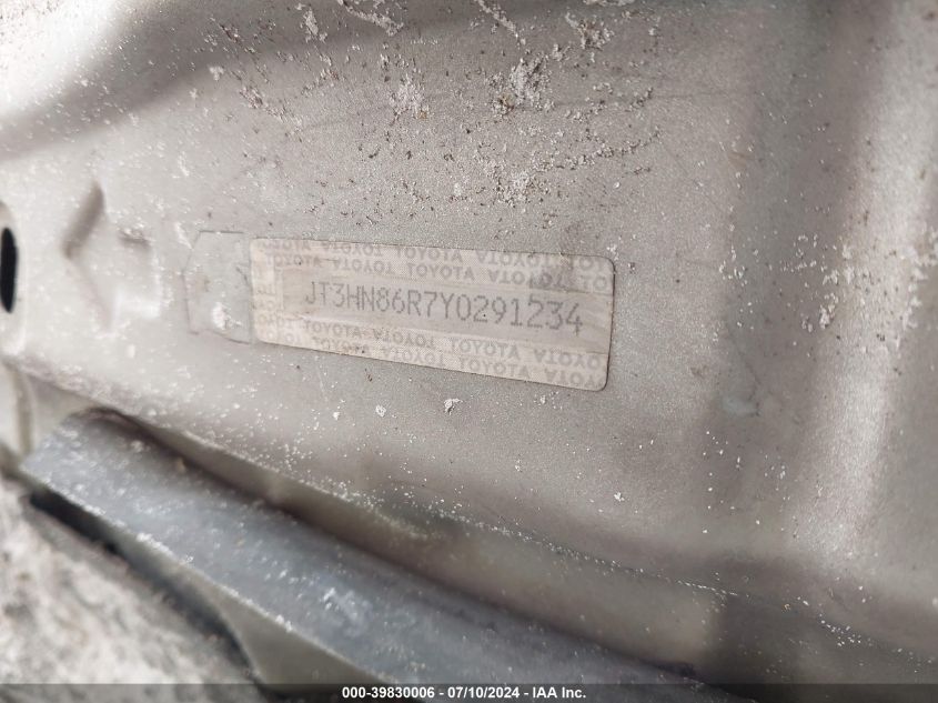 2000 Toyota 4Runner Sr5 VIN: JT3HN86R7Y0291234 Lot: 39830006