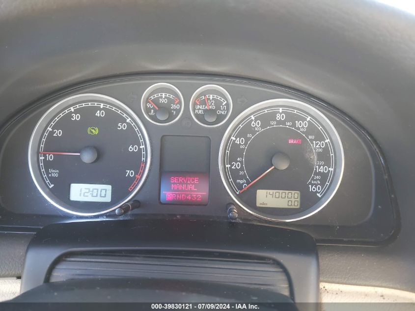 2002 Volkswagen Passat Glx VIN: WVWWH63B72E089025 Lot: 39830121