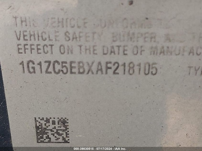 2010 Chevrolet Malibu Lt VIN: 1G1ZC5EBXAF218105 Lot: 39830515