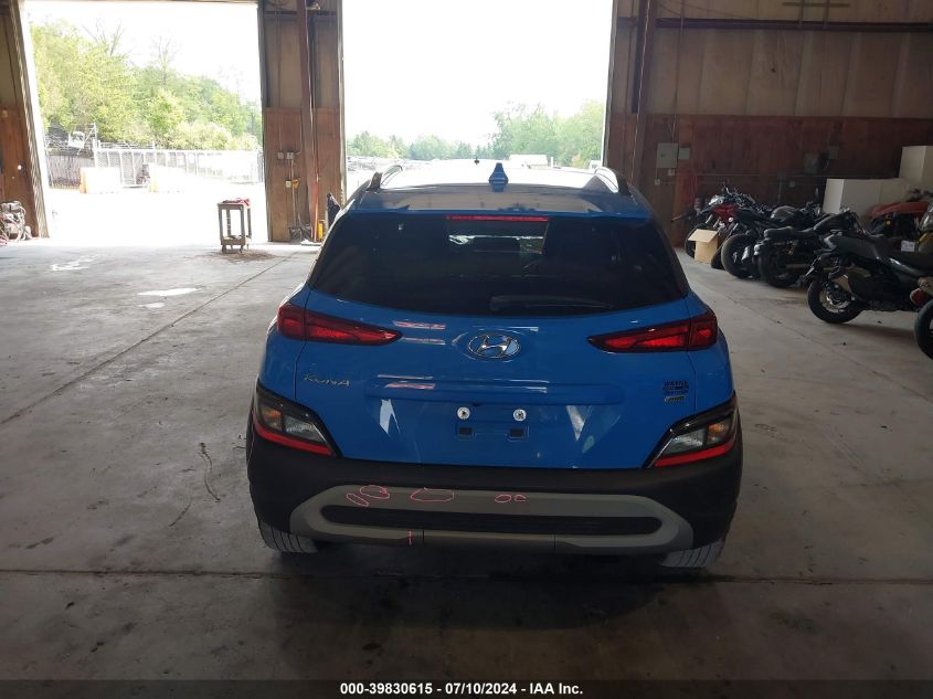 2022 Hyundai Kona Sel VIN: KM8K3CAB2NU896928 Lot: 39830615