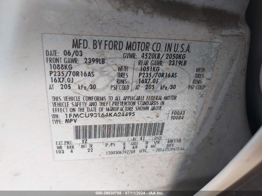 1FMCU93164KA24495 2004 Ford Escape Xlt