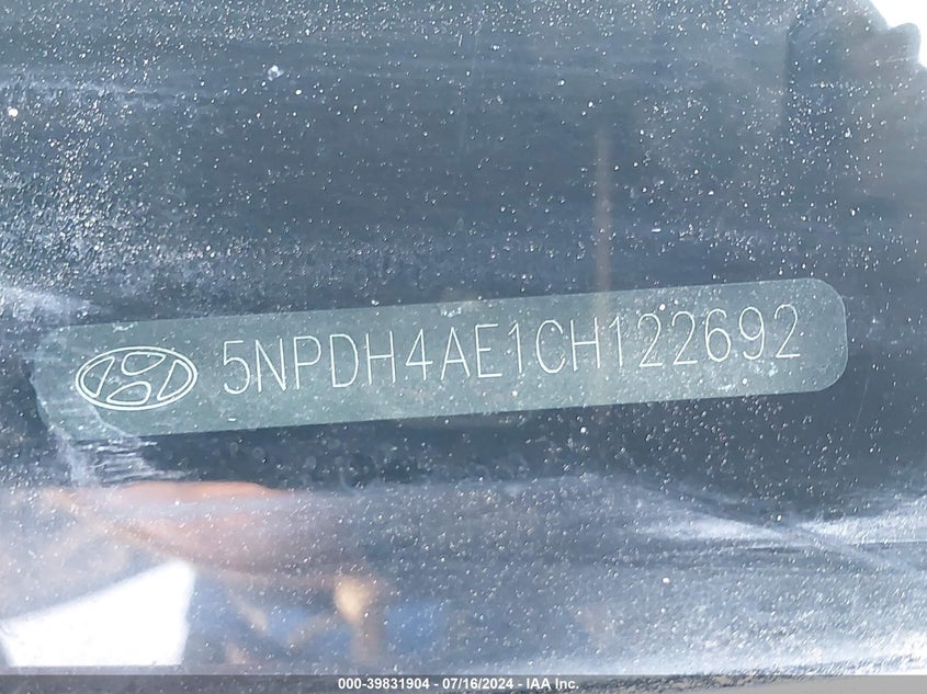 2012 Hyundai Elantra Gls/Limited VIN: 5NPDH4AE1CH122692 Lot: 39831904