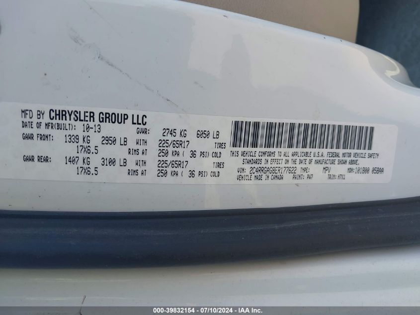 2014 Ram Cargo Tradesman VIN: 2C4RRGAG8ER177622 Lot: 39832154