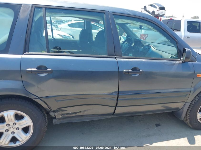 2006 Honda Pilot Lx VIN: 5FNYF28186B052044 Lot: 39832229