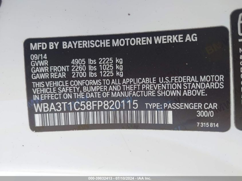 WBA3T1C58FP820115 2015 BMW 428I xDrive