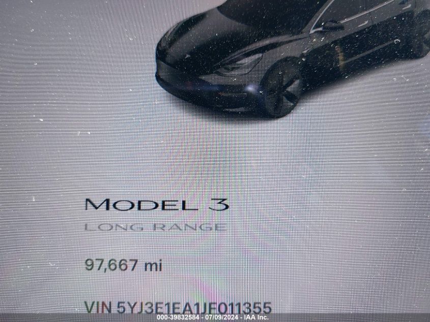 2018 Tesla Model 3 Long Range/Mid Range VIN: 5YJ3E1EA1JF011355 Lot: 39832584