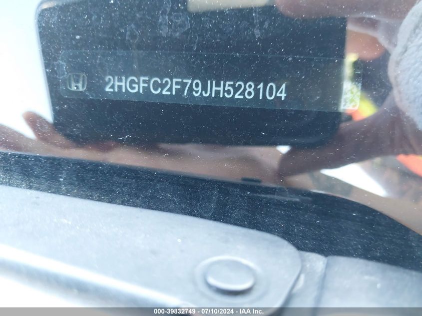 2018 Honda Civic Ex VIN: 2HGFC2F79JH528104 Lot: 39832749