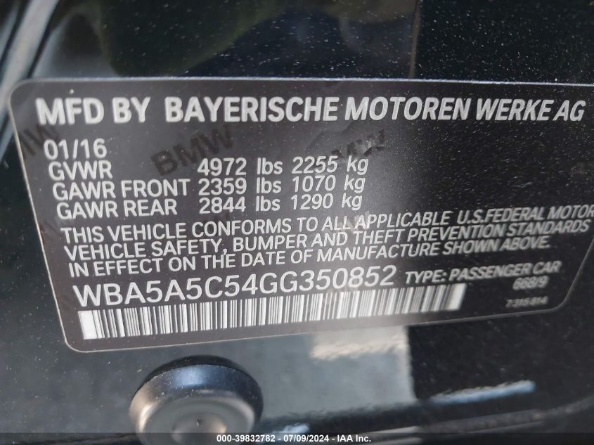 WBA5A5C54GG350852 2016 BMW 528I