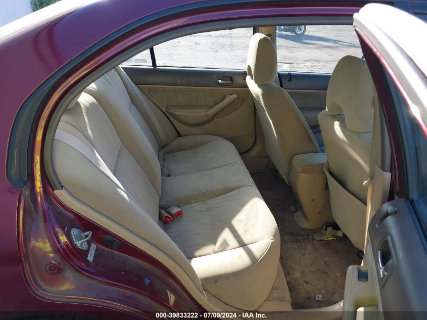 2003 Honda Civic Lx VIN: 2HGES15513H596165 Lot: 39833222