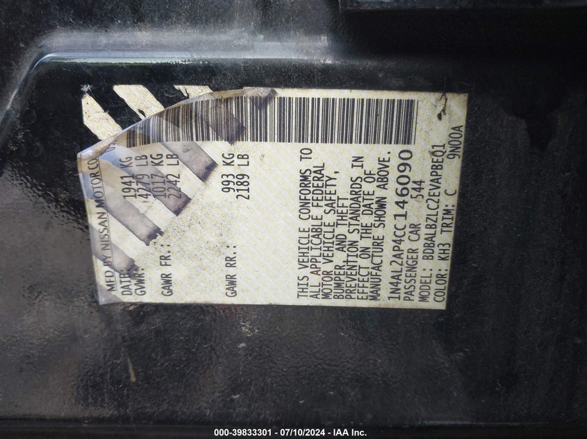 1N4AL2AP4CC146090 2012 Nissan Altima 2.5 S