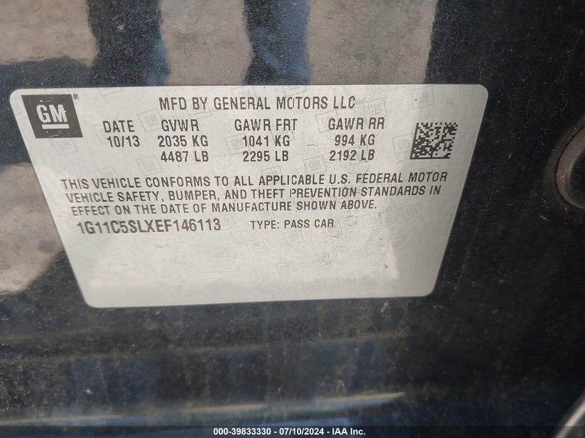 2014 CHEVROLET MALIBU 1LT - 1G11C5SLXEF146113