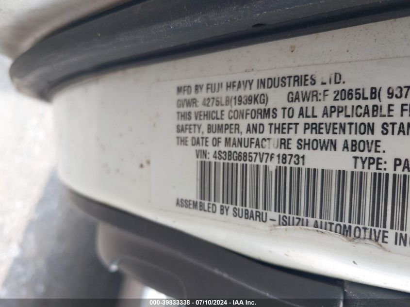 1997 Subaru Legacy Outback/Outback Limited VIN: 4S3BG6857V7618731 Lot: 39833338