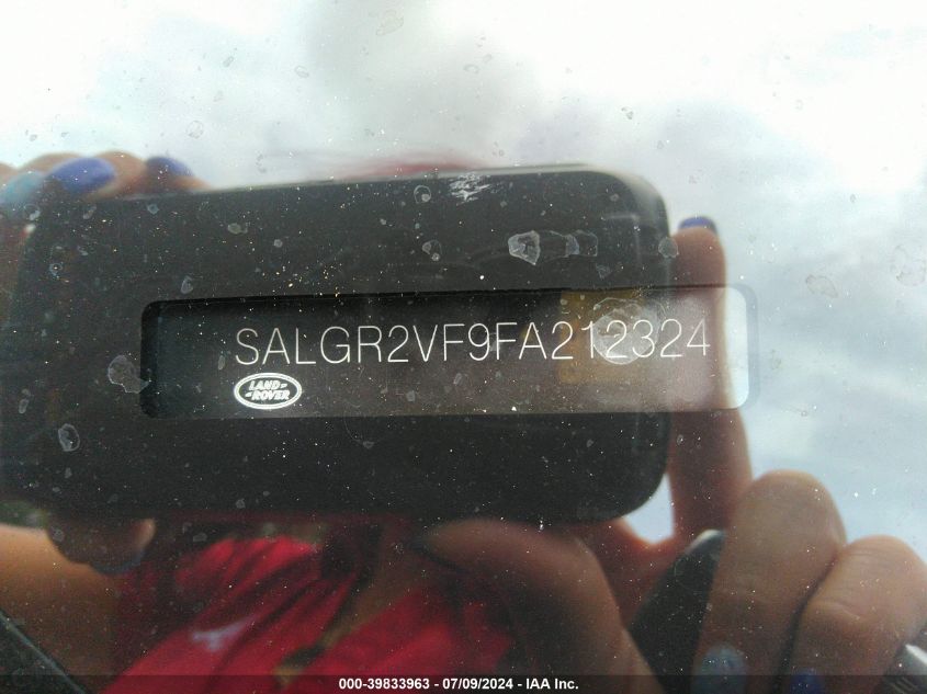 2015 Land Rover Range Rover 3.0L V6 Supercharged VIN: SALGR2VF9FA212324 Lot: 39833963