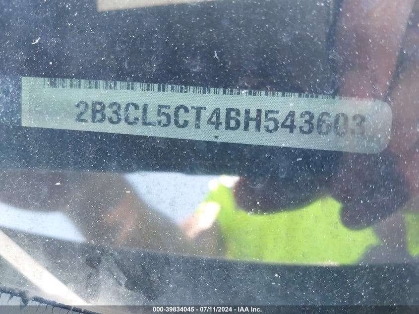 2011 Dodge Charger R/T VIN: 2B3CL5CT4BH543603 Lot: 39834045