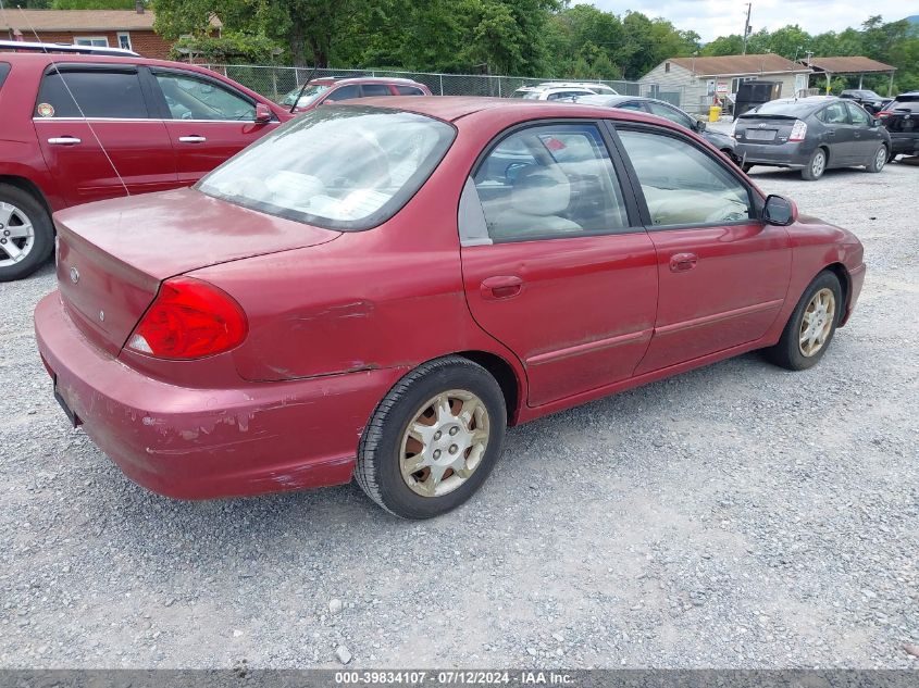 2003 Kia Spectra Ls VIN: KNAFB121335272319 Lot: 39834107