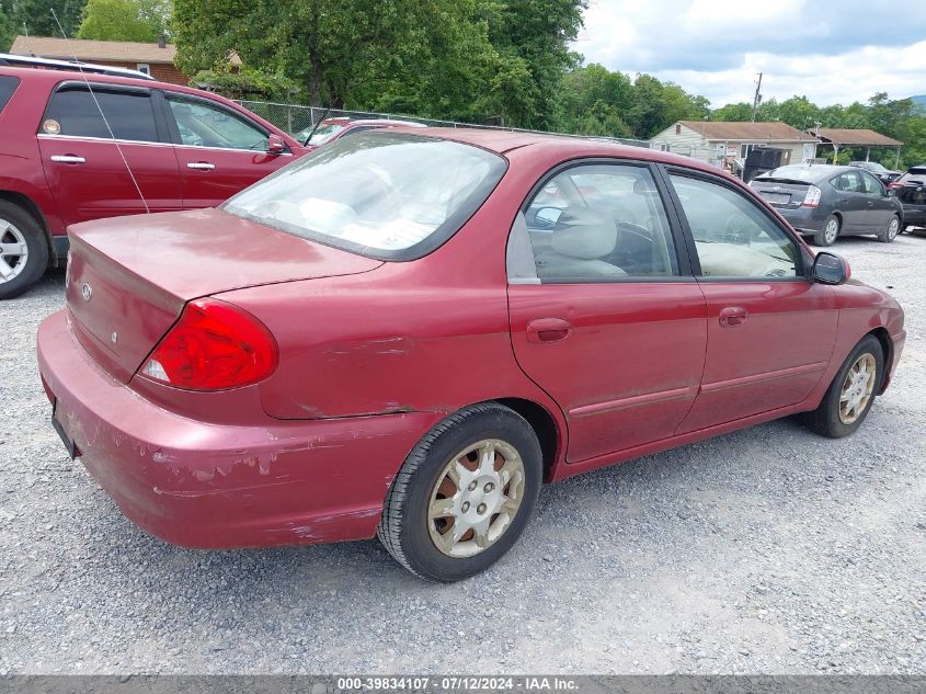 2003 Kia Spectra Ls VIN: KNAFB121335272319 Lot: 39834107