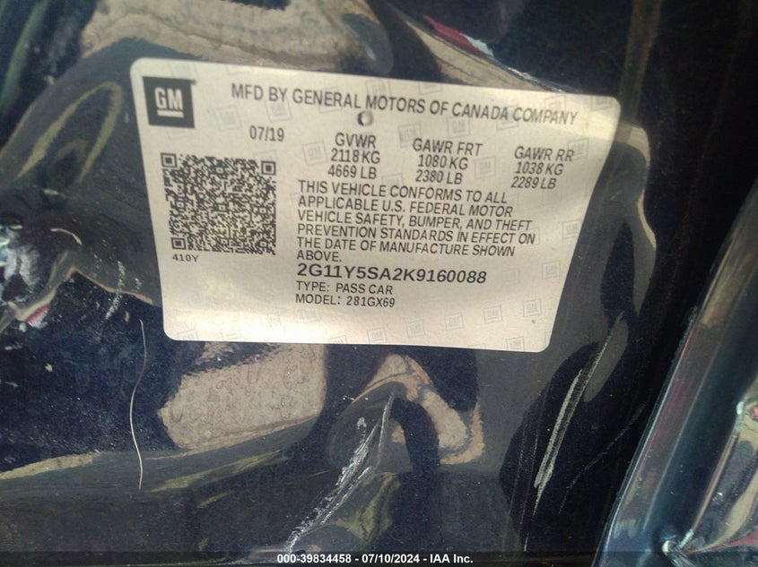 2019 CHEVROLET IMPALA LS - 2G11Y5SA2K9160088