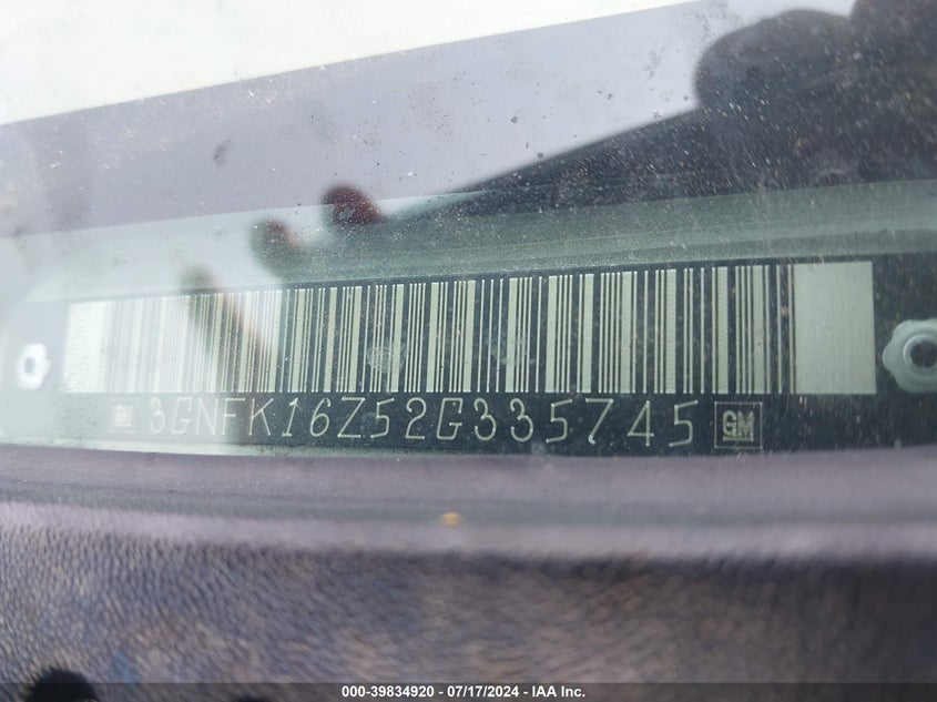 2002 Chevrolet Suburban 1500 Lt VIN: 3GNFK16Z52G335745 Lot: 39834920