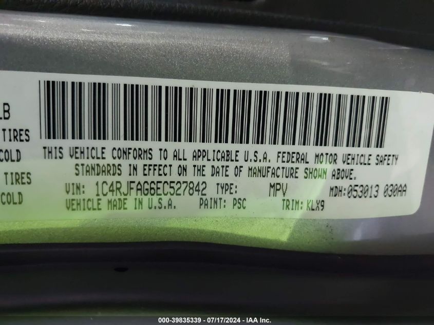 2014 Jeep Grand Cherokee Altitude VIN: 1C4RJFAG6EC527842 Lot: 39835339