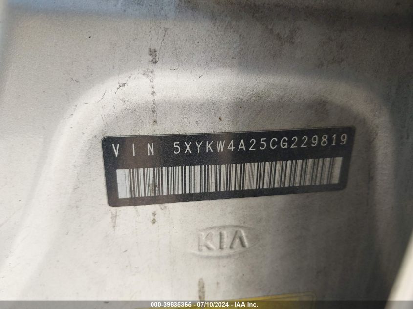 5XYKW4A25CG229819 2012 Kia Sorento Sx V6