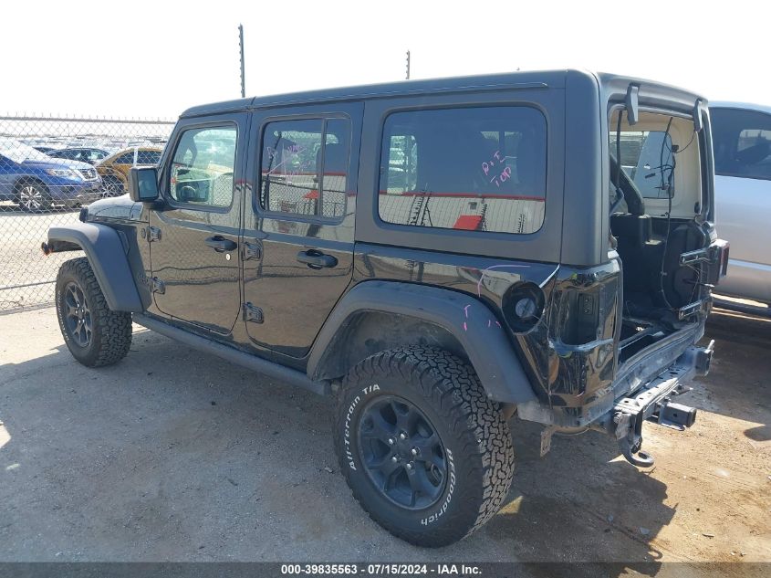 2021 Jeep Wrangler Unlimited Willys 4X4 VIN: 001C4HJXDG9MW7125 Lot: 39835563