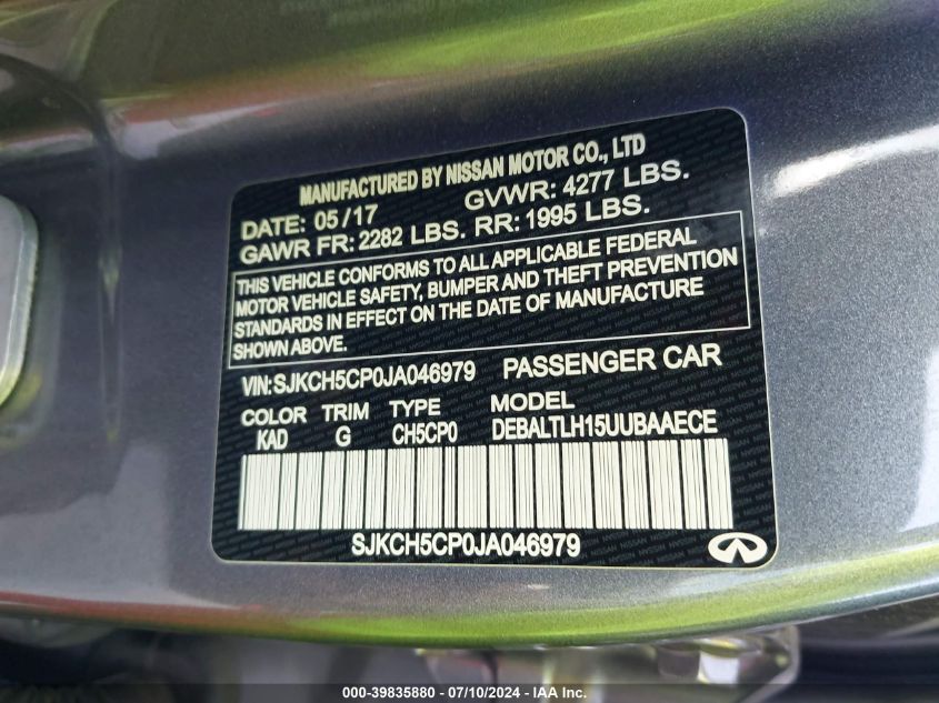 2018 INFINITI QX30 LUXURY/PREMIUM/SPORT - SJKCH5CP0JA046979