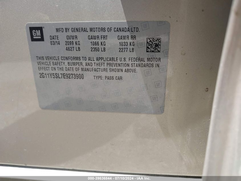 2014 Chevrolet Impala 1Ls VIN: 2G11Y5SL7E9273900 Lot: 39836844