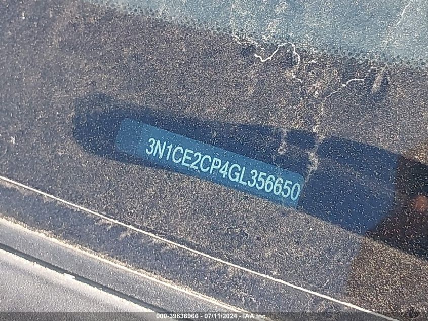 2016 Nissan Versa Note S (Sr)/S Plus/Sl/Sr/Sv VIN: 3N1CE2CP4GL356650 Lot: 39836966