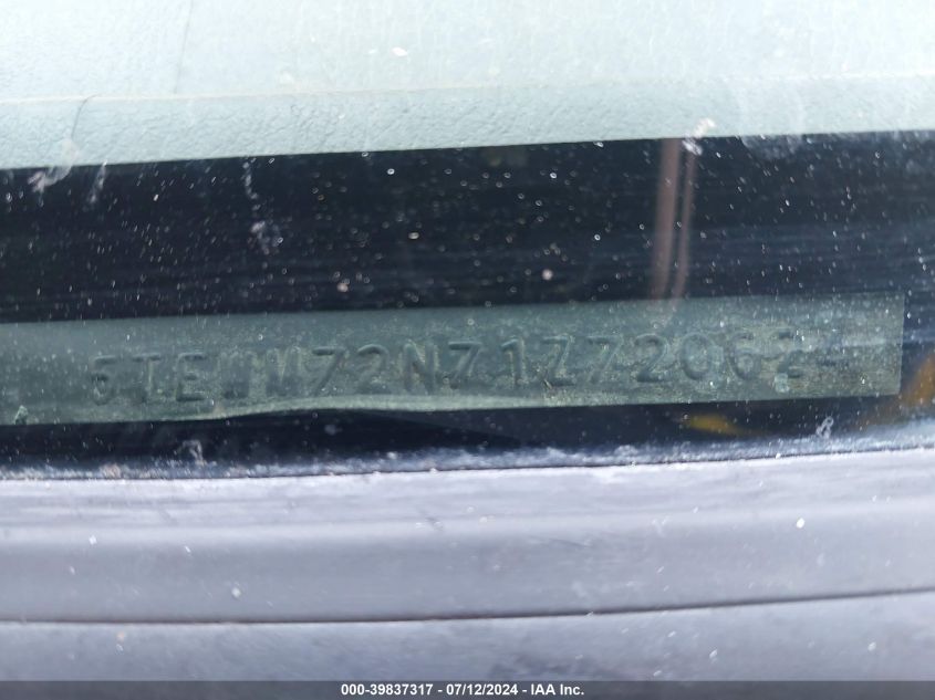 2001 Toyota Tacoma Xtracab VIN: 5TEWM72N71Z720624 Lot: 39837317