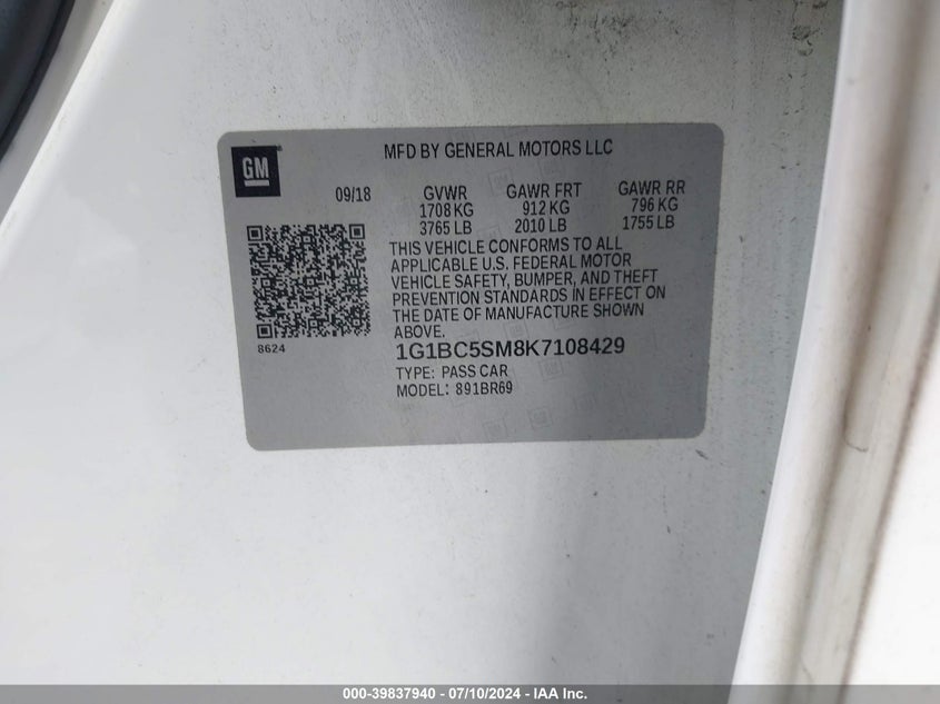 2019 CHEVROLET CRUZE LS - 1G1BC5SM8K7108429