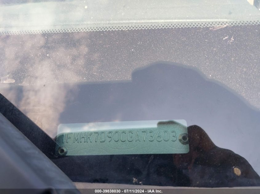 2012 Ford Explorer Xlt VIN: 1FMHK7D90CGA73603 Lot: 39838030